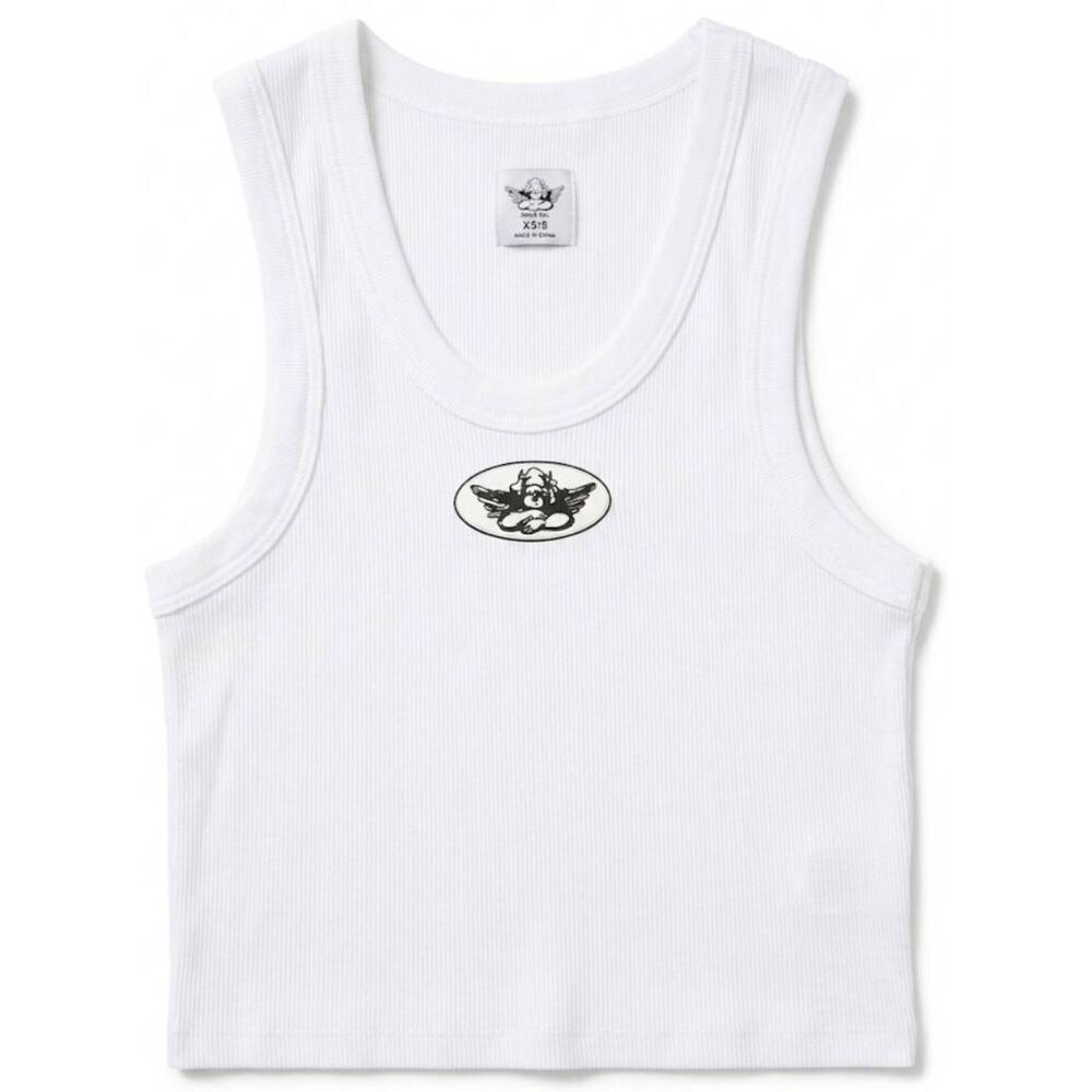 Boys lie womens small white tank top cropped sleeveless stretch